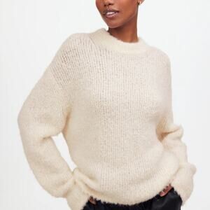 Madewell Wool-Alpaca Blend Bouclé Oversized Sweater NWT normcore light academia